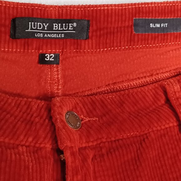 Judy Blue Corduroy Pants Womens 32 Deep Red Slim Fit Carpenter Utility Gorpcore - Picture 10 of 12